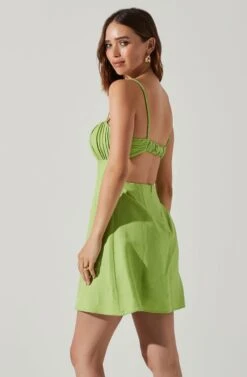 Claramae Ruched Mini Dress -Sundress Haven ACDR101796S AVOCADO 4