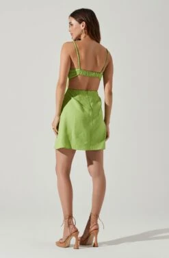 Claramae Ruched Mini Dress -Sundress Haven ACDR101796S AVOCADO 5