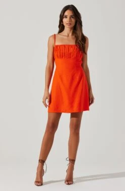 Claramae Ruched Mini Dress -Sundress Haven ACDR101796S ORANGE 1