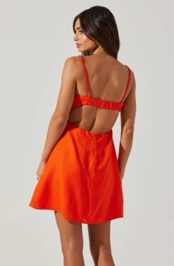 Claramae Ruched Mini Dress -Sundress Haven ACDR101796S ORANGE 3