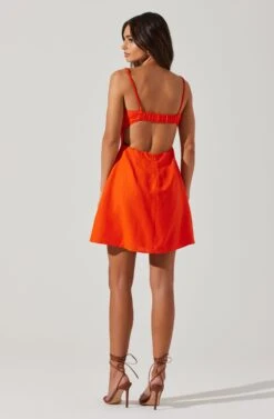 Claramae Ruched Mini Dress -Sundress Haven ACDR101796S ORANGE 4