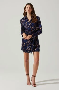 Brielle Satin Floral Mini Dress -Sundress Haven ACDR101857 NAVYTAUPE 2