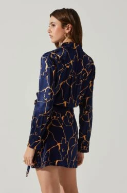 Brielle Satin Floral Mini Dress -Sundress Haven ACDR101857 NAVYTAUPE 5