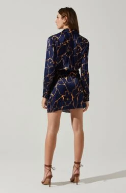 Brielle Satin Floral Mini Dress -Sundress Haven ACDR101857 NAVYTAUPE 6