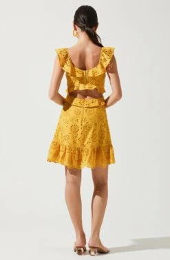 Elora Eyelet Ruffle Mini Dress -Sundress Haven ACDR95186C MUSTARD 4