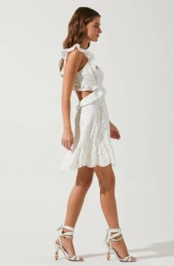 Elora Eyelet Ruffle Mini Dress -Sundress Haven ACDR95186C WHITE 3