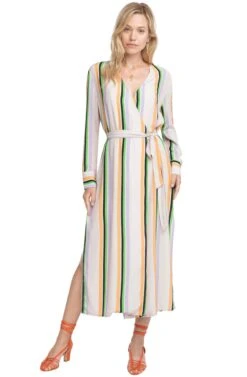 Micah Striped Midi Wrap Dress