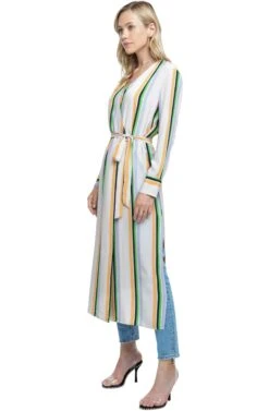 Micah Striped Midi Wrap Dress -Sundress Haven ACDR95335B TAUPE TANGERINE STRIPE 5