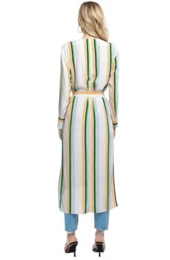 Micah Striped Midi Wrap Dress -Sundress Haven ACDR95335B TAUPE TANGERINE STRIPE 6