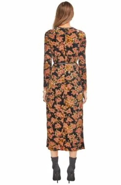 Milena Floral Dress -Sundress Haven ACDR95363 BLACK RUST FLORAL 03