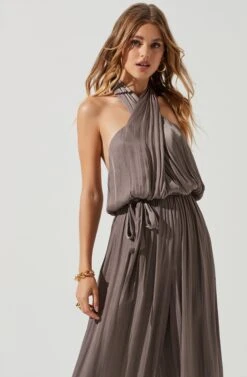 Cheryl Halter Open Back Wide Leg Jumpsuit -Sundress Haven ACP7231 MUSHROOM 0336