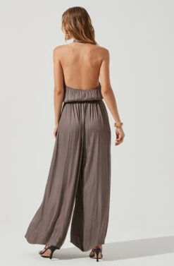 Cheryl Halter Open Back Wide Leg Jumpsuit -Sundress Haven ACP7231 MUSHROOM 0349