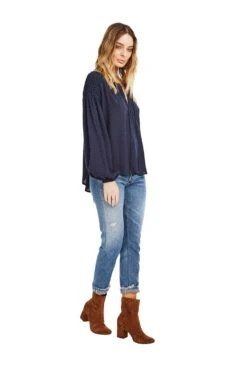 Claudine Top -Sundress Haven ACT12387 NAVY 02