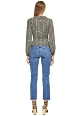 Renee Top -Sundress Haven ACT13920 SAGE MULTI PLAID 03