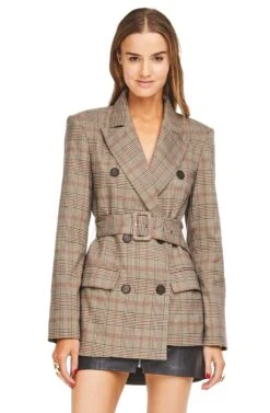 Emerson Blazer -Sundress Haven ACT15012 TAUPE RED PLAID 00