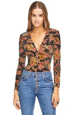 Vickie Bodysuit -Sundress Haven ACT15038 BLACK RUST FLORAL 00