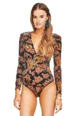 Vickie Bodysuit -Sundress Haven ACT15038 BLACK RUST FLORAL 04