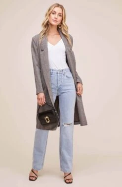 Oversized Coat -Sundress Haven ACT15149 BLACK BROWN PLAID 1