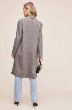 Oversized Coat -Sundress Haven ACT15149 BLACK BROWN PLAID 4