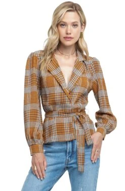 Long Sleeve Front Tie Blouse