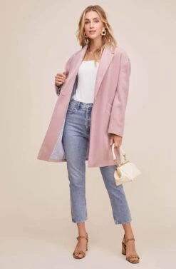 One Button Closure Topcoat 7 One Button Closure Topcoat -Sundress Haven ACT15261 LAVENDER 1