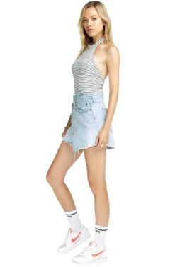 Devon Striped Halter Bodysuit -Sundress Haven ACT15298 WHITE BLACK STRIPE 2