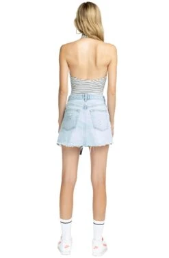 Devon Striped Halter Bodysuit -Sundress Haven ACT15298 WHITE BLACK STRIPE 3