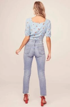 Faye Floral Crop Top -Sundress Haven ACT15358 SKY BLUE PANSY 3