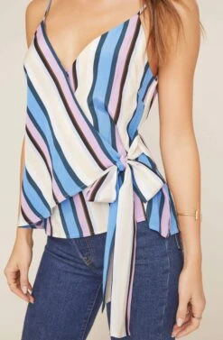 Ruth Striped Wrap Top -Sundress Haven ACT15398 PERIWINKLE MULTI STRIPE 3 2 A