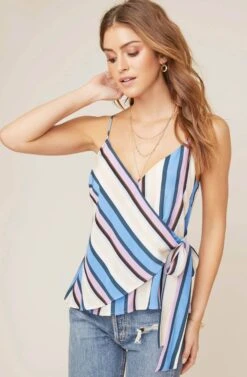 Ruth Striped Wrap Top