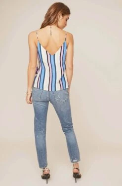 Ruth Striped Wrap Top -Sundress Haven ACT15398 PERIWINKLE MULTI STRIPE 9A