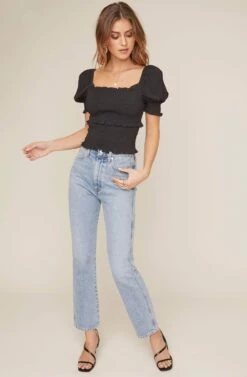 Glenna Smocked Top 19 Glenna Smocked Top -Sundress Haven ACT15411 BLACK 1 2 A