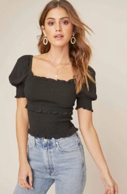 Glenna Smocked Top 18 Glenna Smocked Top -Sundress Haven ACT15411 BLACK 2 2 A