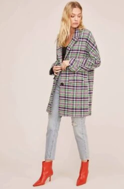 Keller Plaid Coat -Sundress Haven ACT15537B GREEN NAVY MULTI PLAID 1