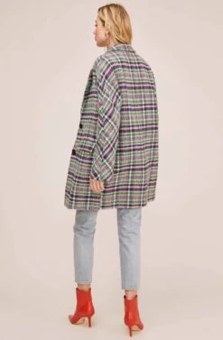 Keller Plaid Coat -Sundress Haven ACT15537B GREEN NAVY MULTI PLAID 5