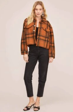 Dakota Plaid Jacket -Sundress Haven ACT15589 RUST BLACK PLAID 1
