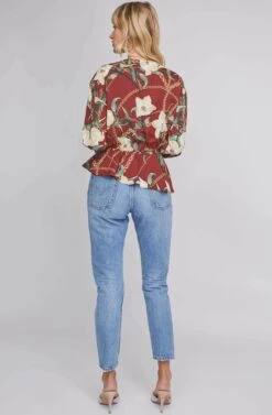 Joni Floral Print Top 8 Joni Floral Print Top -Sundress Haven ACT15625 WINE CHAIN FLORAL 4A