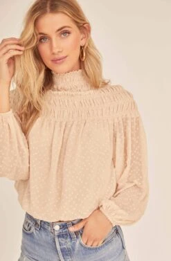 Libra Mock Neck Top -Sundress Haven ACT15736 BUTTERMILK 2A