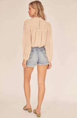 Libra Mock Neck Top -Sundress Haven ACT15736 BUTTERMILK 3A