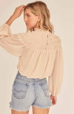 Libra Mock Neck Top -Sundress Haven ACT15736 BUTTERMILK 4A