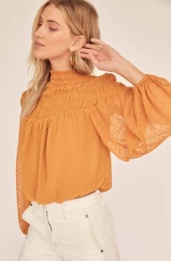 Libra Mock Neck Top -Sundress Haven ACT15736 GOLDEN HOUR 3A