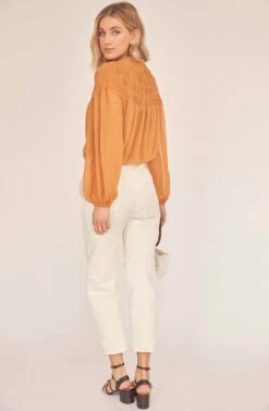 Libra Mock Neck Top -Sundress Haven ACT15736 GOLDEN HOUR 4A