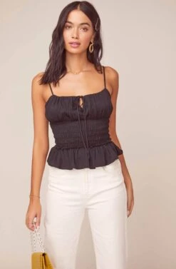 Fiona Smocked Top -Sundress Haven ACT15771B BLACK 2