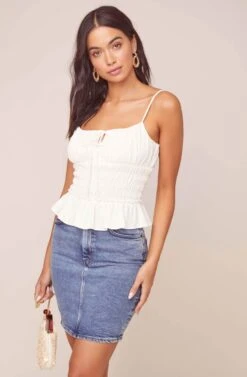 Fiona Smocked Top -Sundress Haven ACT15771B WHITE 5