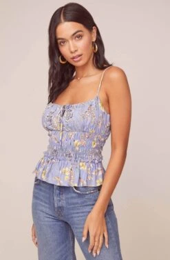 Fiona Floral Top -Sundress Haven ACT15771 PERIWINKLE MULTI FLORAL 2