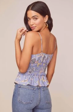 Fiona Floral Top -Sundress Haven ACT15771 PERIWINKLE MULTI FLORAL 4