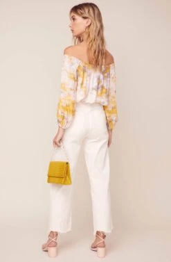 In A Daze Off Shoulder Tie Dye Top -Sundress Haven ACT15942 LEMON PINK TIE DYE 4