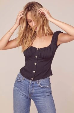 Billie Jean Puff Sleeve Top 15 Billie Jean Puff Sleeve Top -Sundress Haven ACT15948 BLACK 3