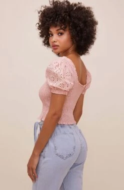 Hudson Puff Sleeve Top -Sundress Haven ACT15992E PEACHY PINK 7