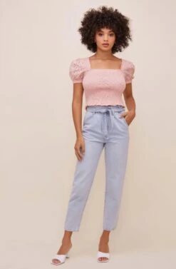 Hudson Puff Sleeve Top -Sundress Haven ACT15992E PEACHYPINK 1